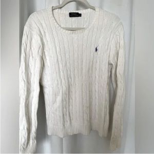 Polo Ralph Lauren white cable knit crew neck sweater